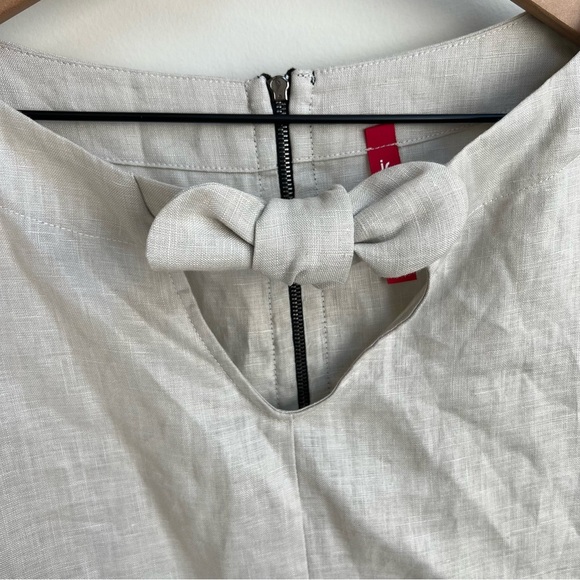 IC By Connie K Linen Key Hole Bow Tie Tunic Top 100% Linen Pockets Large USA - Picture 13 of 13